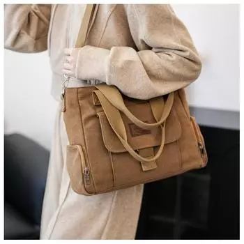 Сумка через плечо женская сумка тренд простая модная большая вместительная ручная сумка через плечо из ткани хаки