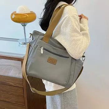 Сумка через плечо женская сумка тренд простая модная большая вместительная сумка через плечо из холста чёрный