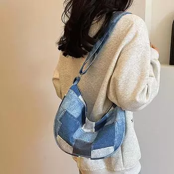 Сумка через плечо женская сумка тренд простая модная большая вместительная холщовая сумка чёрный