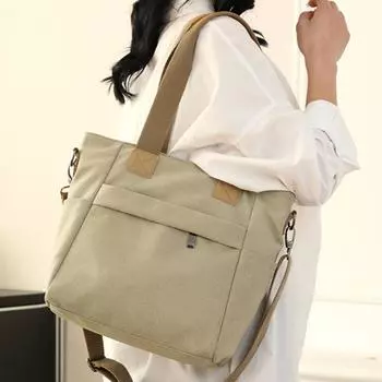 Сумка через плечо женская сумка тренд простая модная большая вместительная ручная сумка через плечо из холста серый