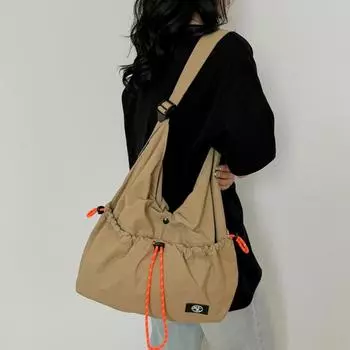 Сумка через плечо женская сумка тренд простая модная большая вместительная ручная нейлоновая сумка хаки