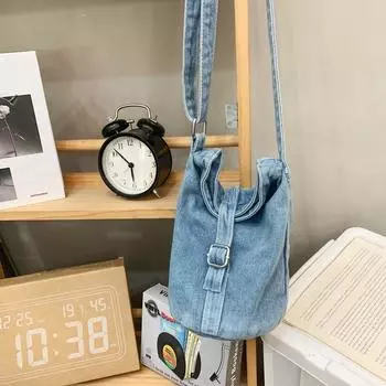 Сумка через плечо женская универсальная джинсовая сумка студенческий маленький рюкзак сумка для мобильного телефона сумка через плечо светло-синий