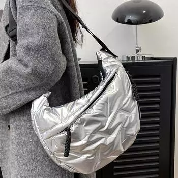 Сумка через плечо женская зимняя 2024 новая хлопковая сумка большой вместимости трендовая рабочая сумка для поездок на работу сумка-тоут золотой