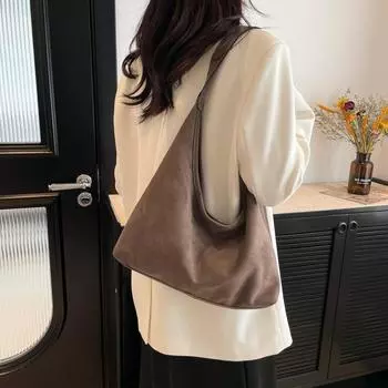 Сумка через подмышку Большая вместительная сумка для поездок на работу Новая модная женская сумка через плечо в стиле ретро Повседневная универсальная женская сумка через подмышку коричневый