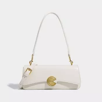 Сумка через подмышку Женская сумка из спилковой кожи Сумка-мессенджер Niche Design Универсальная сумка-палка через одно плечо (20cm<Max Length<30cm) бежевый