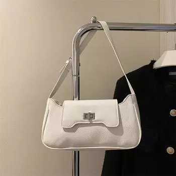 Сумка через подмышку Женская сумка Модная сумка Buried Bone Маленькая квадратная сумка Niche Универсальная сумка через плечо Transfer Lock Женская сумка Tide коричневый