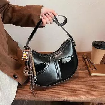 Сумка Chic Crescent Retro Underarm: Женская стильная, универсальная сумка через плечо высокого класса black. 26*7*19 чёрный