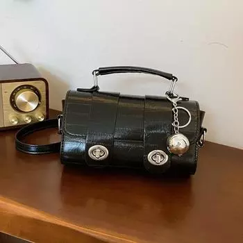 Сумка-цилиндр из мягкой кожи Niche, женская, осень-зима 2024 года, новый иностранный стиль, универсальная сумка-мессенджер на одно плечо, рабочая ручная сумка чёрный