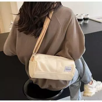 Сумка-цилиндр, универсальная широкополосная сумка в иностранном стиле, женская модная простая повседневная сумка-мессенджер из холста хаки