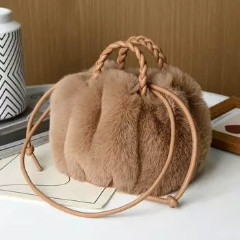 Сумка Cloud Bag Plush Bag Универсальная сумка через плечо Милая и модная зимняя сумка темный кофе