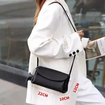 Сумка Clouds из натуральной кожи, многофункциональная повседневная женская сумка через плечо из коровьей кожи чёрный