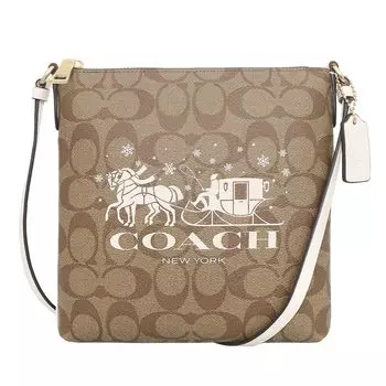 Сумка COACH FCN767 CN767 Khaki x Chalk Signature Horse and Carriage Print Mini Rowan File Bag для женщин [Coach] (Рюкзак)
