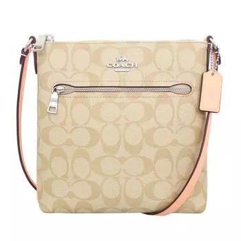 Сумка COACH FCS182 CS182 Light Khaki x Faded Blush Luxury Covered Canvas Recycled Leather Mini Rowan File Bag для женщин [Coach] (Рюкзак) [Товар для розетки]
