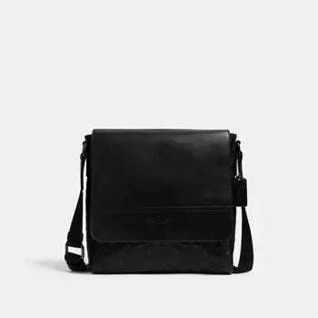 Сумка Coach Houston Map из фирменной кожи цвета бронзы черного цвета