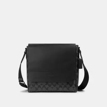 Сумка Coach Houston Map из канвы Signature цвета бронзы, темно-серого цвета