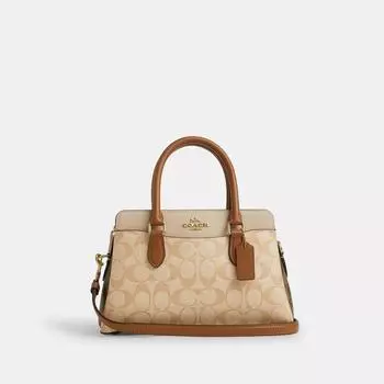 Сумка Coach Mini Darcie из парусины Blocked Signature светло-хаки, цвет хаки