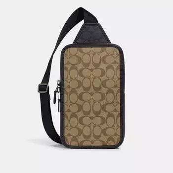 Сумка Coach Sullivan из канвы Blocked Signature цвета бронзы, цвета хаки и угля