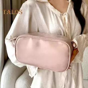 Сумка Comestic в стиле ретро. Застежка-молния из искусственной кожи. Карманы для губной помады. Карманы для кистей для макияжа.