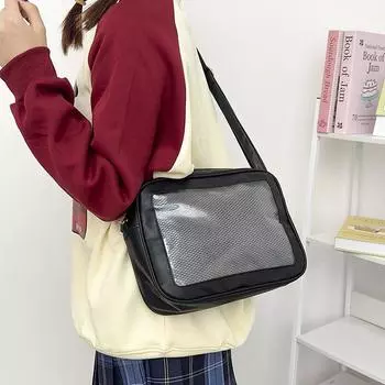 Сумка Comic Pain Bag Oblique Span Shoulder Pu Pain Bag Uniform Bag Japanese Lolita Ba Chi Millet Show Transparent Pain 2024 белый