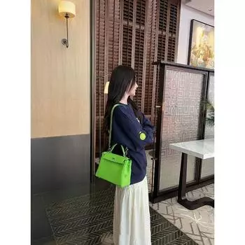 Сумка Commuter 2025, новая высококачественная сумка из коровьей кожи первого слоя, винтажная зеленая женская сумка большой вместимости, тренд 25x10x20cm синий