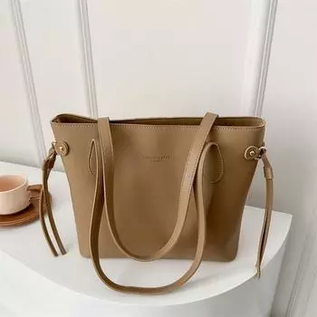 Сумка Commuter большой вместимости женская весна 2024 года новая корейская версия повседневной сумки через плечо в иностранном стиле модная фактурная сумка-тоут чёрный