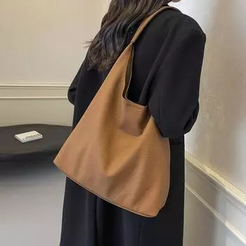 Сумка Commuter Texture 2024, зимняя новая ретро-мода, сумка через плечо, женская сумка-тоут, прилив чёрный