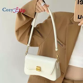 Сумка Cozy Up French Stick, простая и повседневная, однотонная женская сумка под мышками, универсальный городской стиль, женская сумка на одно плечо с диагональным крестом 20x12x5.3cm белый