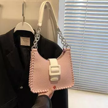 Сумка цвета PU Collision с цепочкой на плечо, одно плечо, сумка через подмышку, улучшенный рисунок плетения