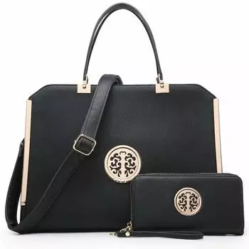 Сумка Dasein Handbag с верхней ручкой, большая сумка через плечо, рабочая сумка с кошельком размера M для женщин, черная, чёрный