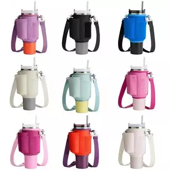 Сумка-держатель для бутылки с водой с карманом для телефона с сенсорным экраном для автомобильного стакана объемом 40 унций, защитный чехол с защитой от царапин One Size бежевый