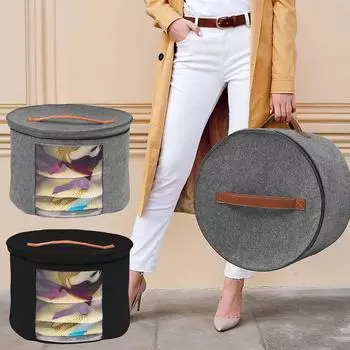 Сумка-держатель Фетровый ящик для хранения Пылезащитный чехол Хозяйственные товары Головные уборы для хранения мелочей Ведро Органайзеры для одежды Дорожные сумки большой вместимости чёрный