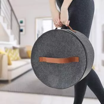 Сумка-держатель Фетровый ящик для хранения Пылезащитный чехол Хозяйственные товары Головные уборы для хранения мелочей Ведро Органайзеры для одежды Дорожные сумки большой вместимости серый