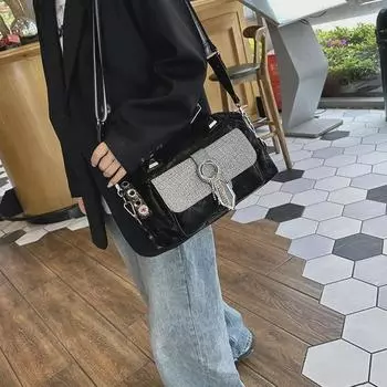 Сумка Diamond в стиле вестерн 2025 года: Универсальная женская сумка-тоут, сумка через плечо и сумка-мессенджер чёрный