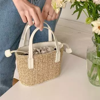 Сумка Дизайн Женская Сумка Соломенная Сумка Летняя Пляжная Сумка Модная Тканая Сумка Сумка Через Плечо коричневый