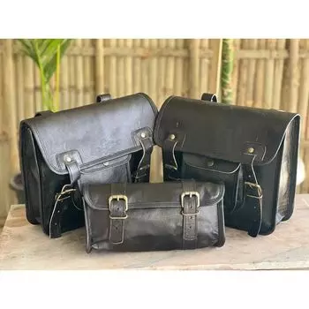 Сумка для багажа мотоцикла из козьей кожи для Sportster Quick open чёрный