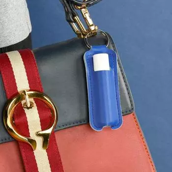 Сумка для бальзама, маленькая портативная сумка для хранения помады для губ с брелком, удобный чехол для переноски помады чёрный