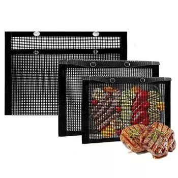 Сумка для барбекю, удобная антипригарная, устойчивая к высоким температурам сумка для выпечки, пикника, барбекю, сетчатая сумка для гриля, товары для дома S