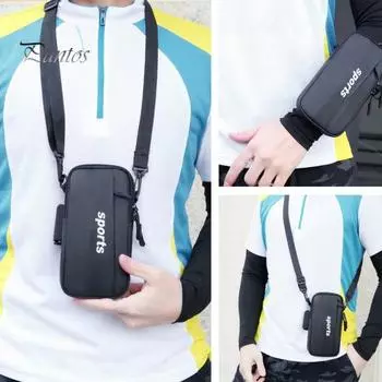 Сумка для бега, дышащая, большая вместимость, регулируемый модный держатель для телефона с буквами, легкий для мужчин и женщин, спортивный чехол для телефона с повязкой на руку, товары для улицы чёрный