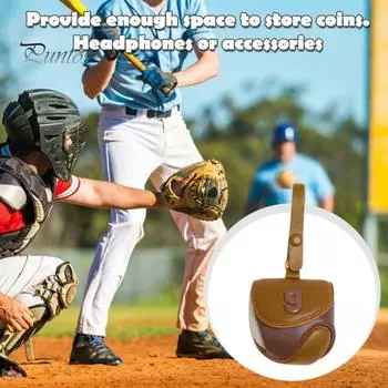 Сумка для бейсбольных наушников из искусственной кожи, водонепроницаемая, портативная, держатель для беспроводных наушников, органайзер, сумка, портативный кошелек, брелок синий