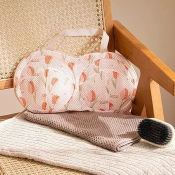 Сумка для белья с антидеформационным бюстгальтером, антизакручивающаяся дышащая сетчатая сумка с ручкой, чехол для машинной стирки бюстгальтера-тюльпана для путешествий домой