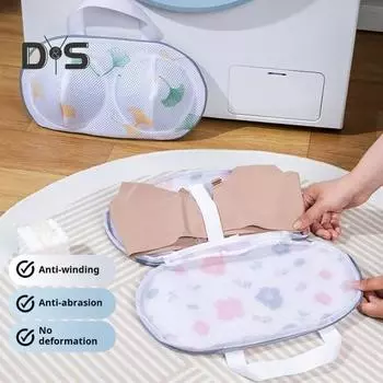 Сумка для белья с ручкой, застежкой-молнией, с принтом, видимым мешком для стирки нижнего белья, держателем для одежды в стиральной машине E