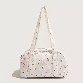 Сумка для боулинга из хлопкового полотна с сердцем для девочек, милая сумка через плечо