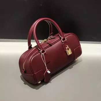 Сумка для боулинга из натуральной кожи для женщин 2025 года, новая универсальная сумка-подушка Boston, сумка для поездок на работу через плечо 23x11x10cm белый