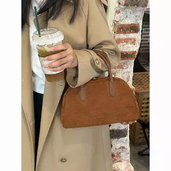 Сумка для боулинга из замши Maillard, новая ретро-сумка, универсальная сумка для поездок на работу коричневый