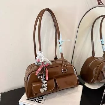 Сумка для боулинга, нишевая сумка через плечо в стиле ретро, большая вместимость, женская сумка