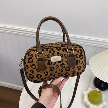 Сумка для боулинга с леопардовым принтом, женская переносная маленькая квадратная сумка Tide, высококачественная универсальная сумка-мессенджер через плечо