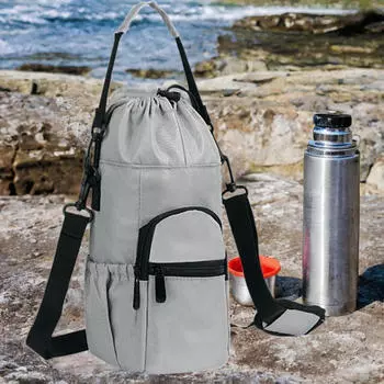 Сумка для бутылки с держателем для воды, сумка через плечо для школы серый