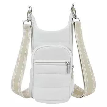 Сумка для бутылки с водой через плечо, держатель для бутылки с водой и ремнем на плечо для прогулок, походов и езды на велосипеде One Size бежевый