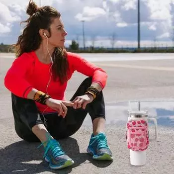 Сумка для бутылки с водой для спортзала, неопреновый рукав с противоскользящим ремешком, карман для телефона, отделение на молнии, стакан, аксессуар для пеших прогулок, бега, занятий спортом белый