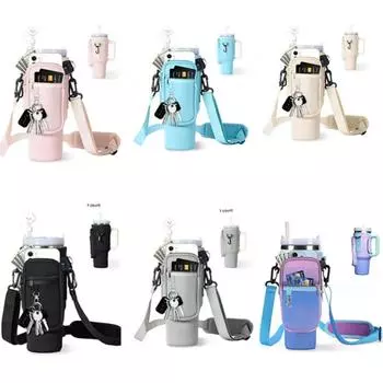 Сумка для бутылки с водой с карманом для стакана на 40 унций с ручкой Неопреновая спортивная сумка-держатель для бутылки с водой белый